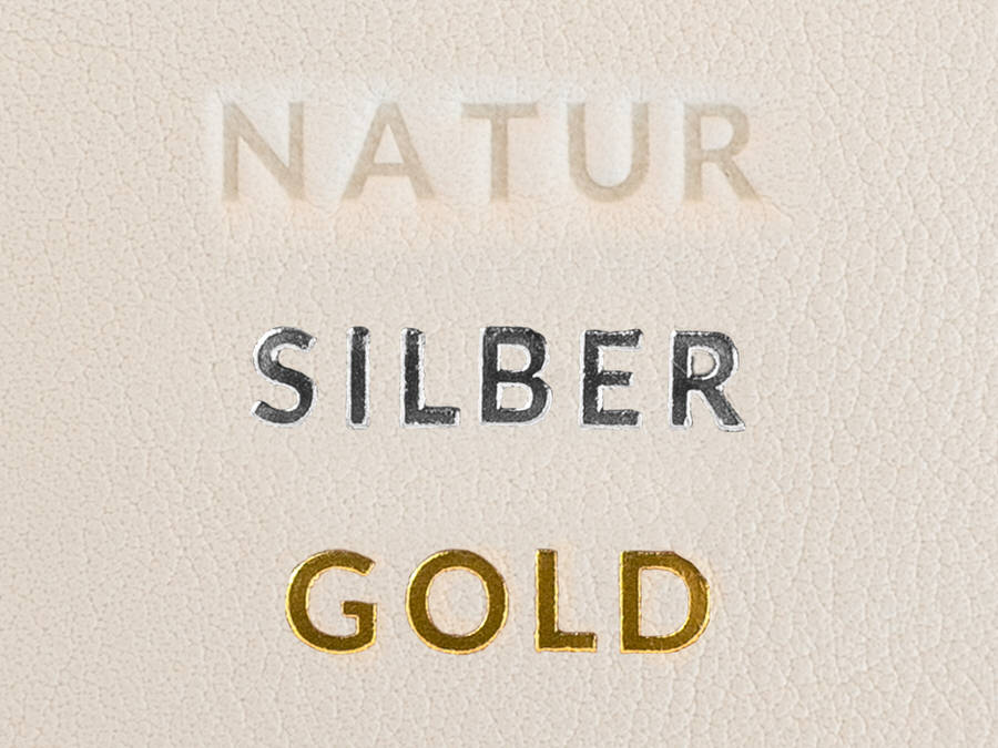 Beispiel wie eine Prägung auf gewünschten Leder aussieht