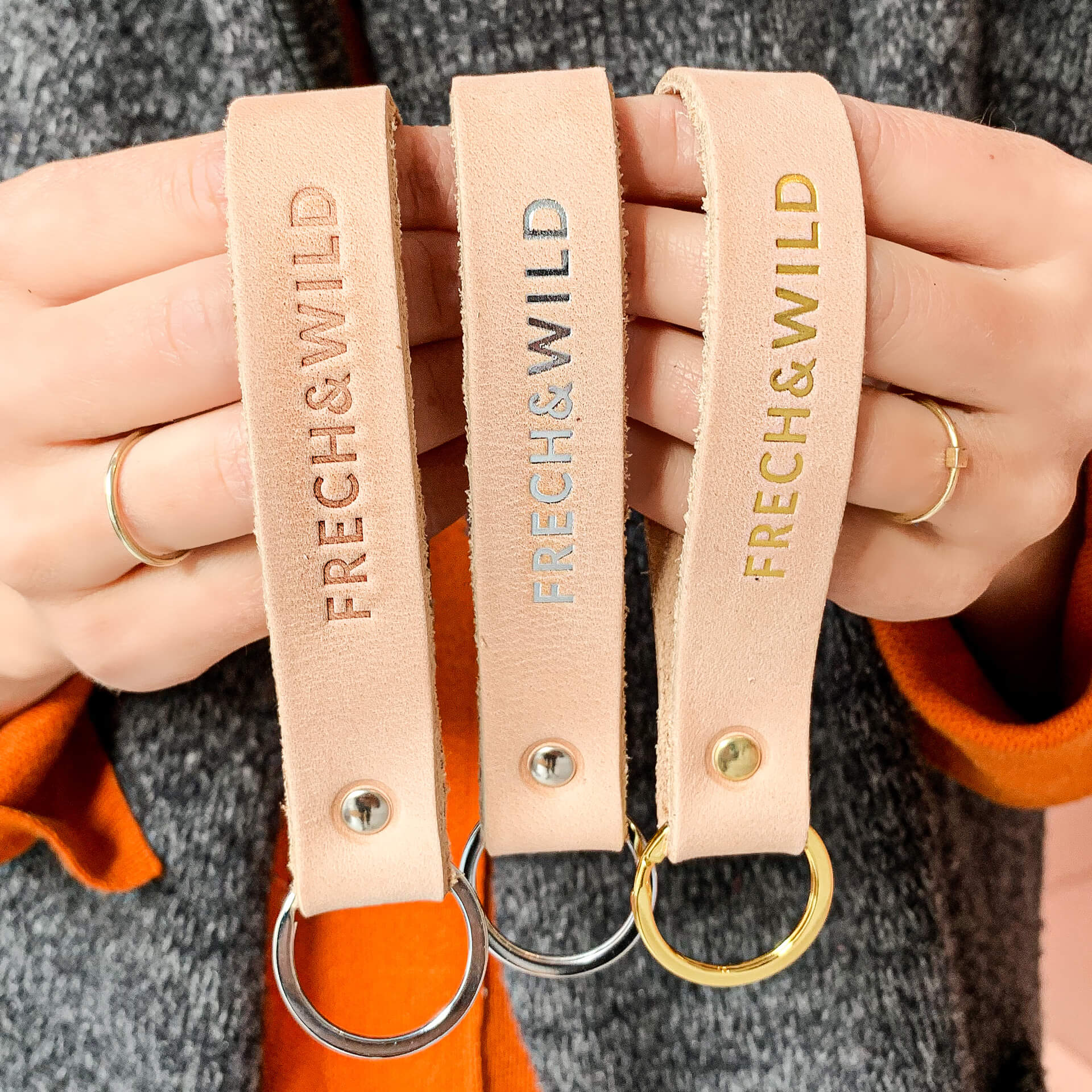 Schlüsselbänder LOC Hellbraun mit der Prägung 