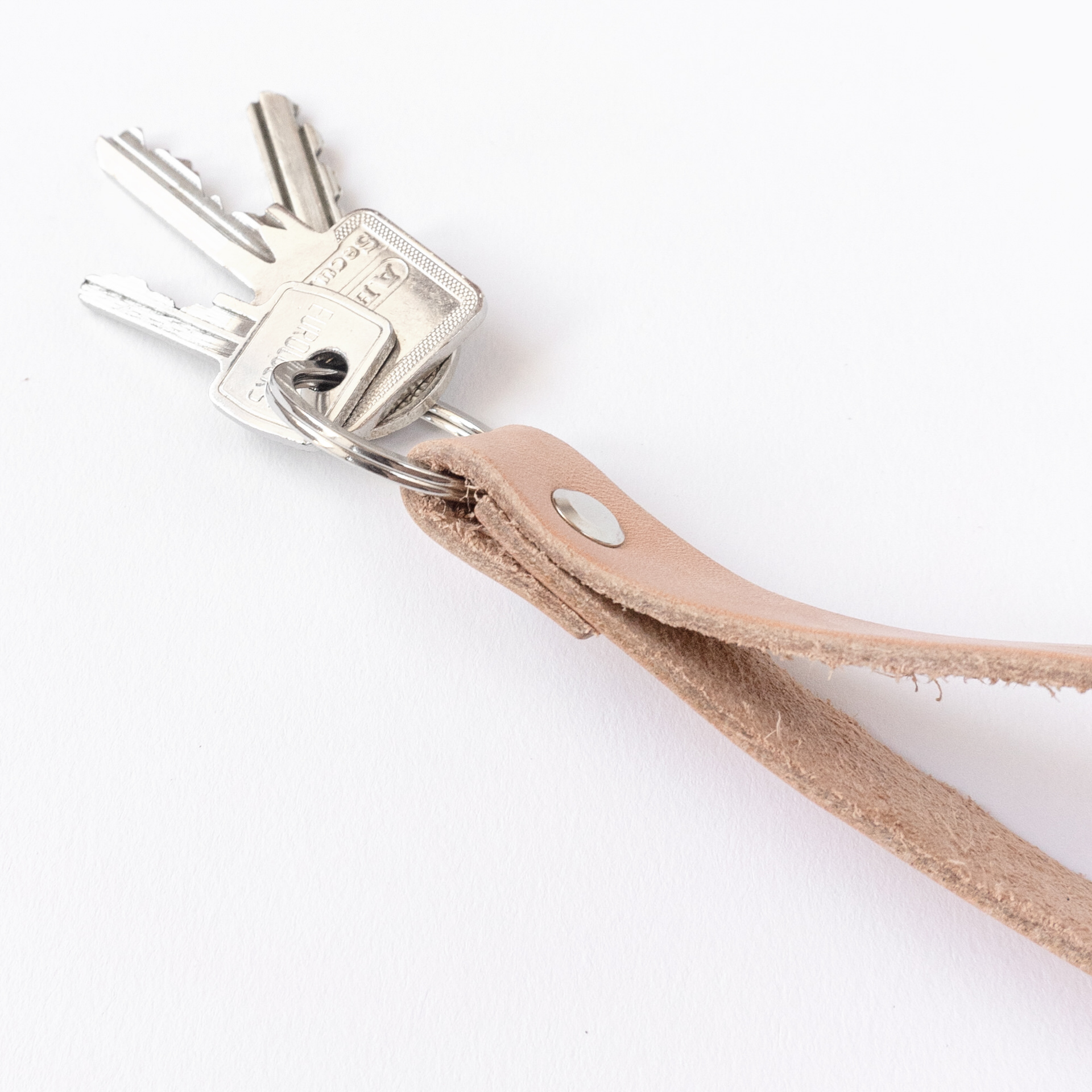 Detailaufnahme Schlüsselband LOC in der Farbe Hellbraun.