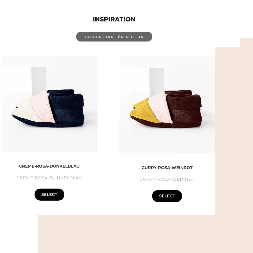 Unser Inspiration-Tab wird dir helfen, schöne Kombinationen für dein Wunschprodukt zu finden.