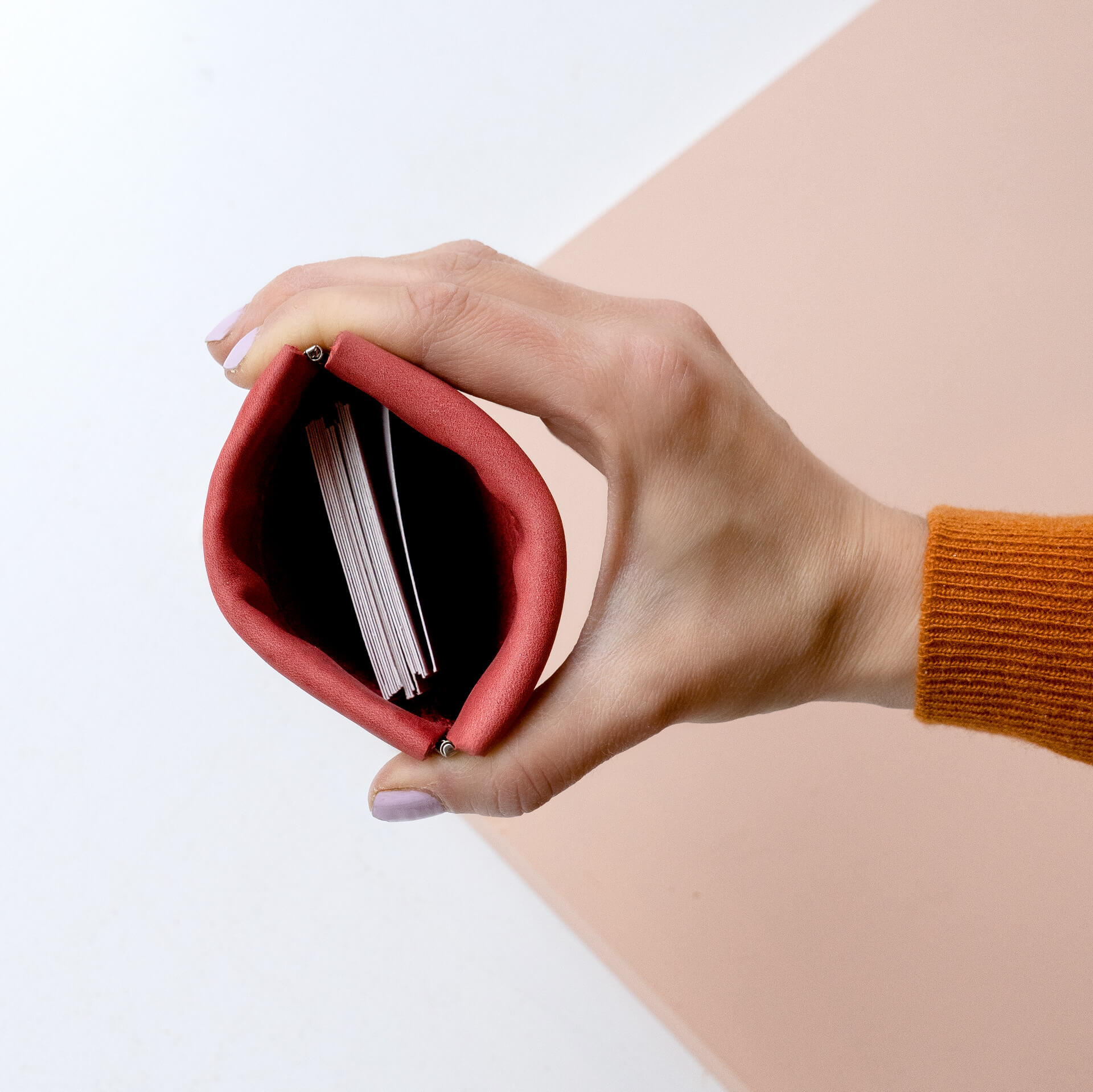 Klappetui-PIP-Portemonnaie-Franziska-Klee-Naturleder-necessaire-offen