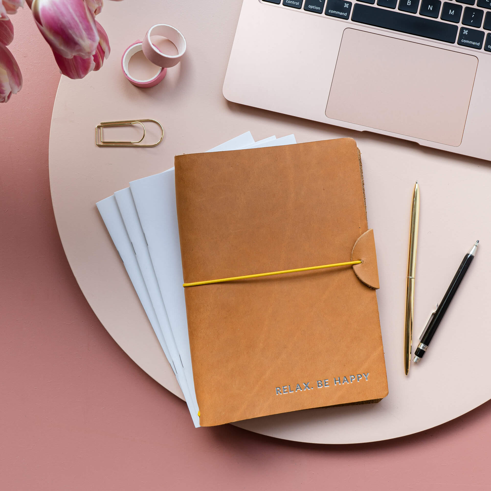 Notizbuchhülle-NUO-A5-RELAX-BE-HAPPYq