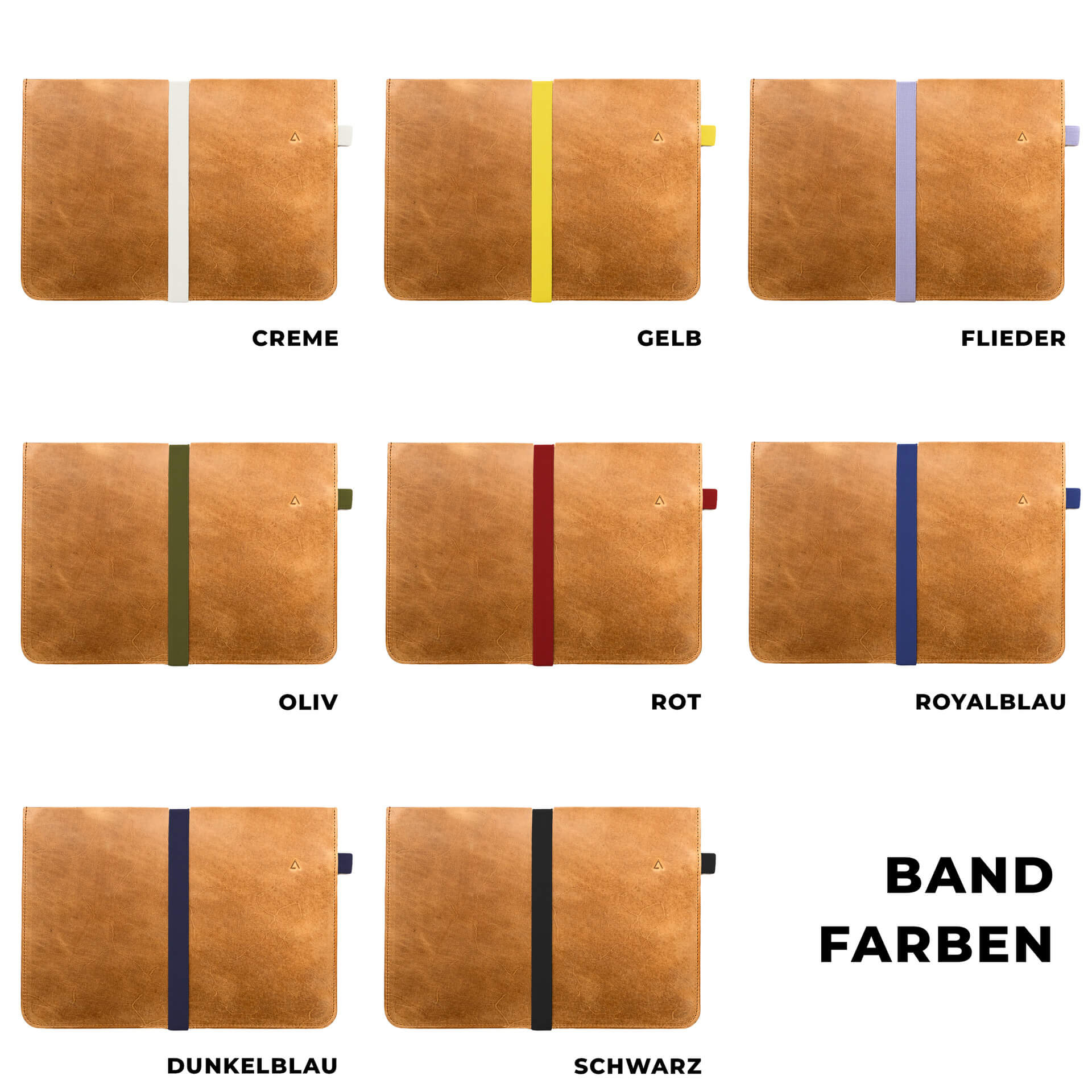 COLLAGE-ADA-Laptophuelle-Franziska-Klee-Naturleder-cognac-Bandfarben