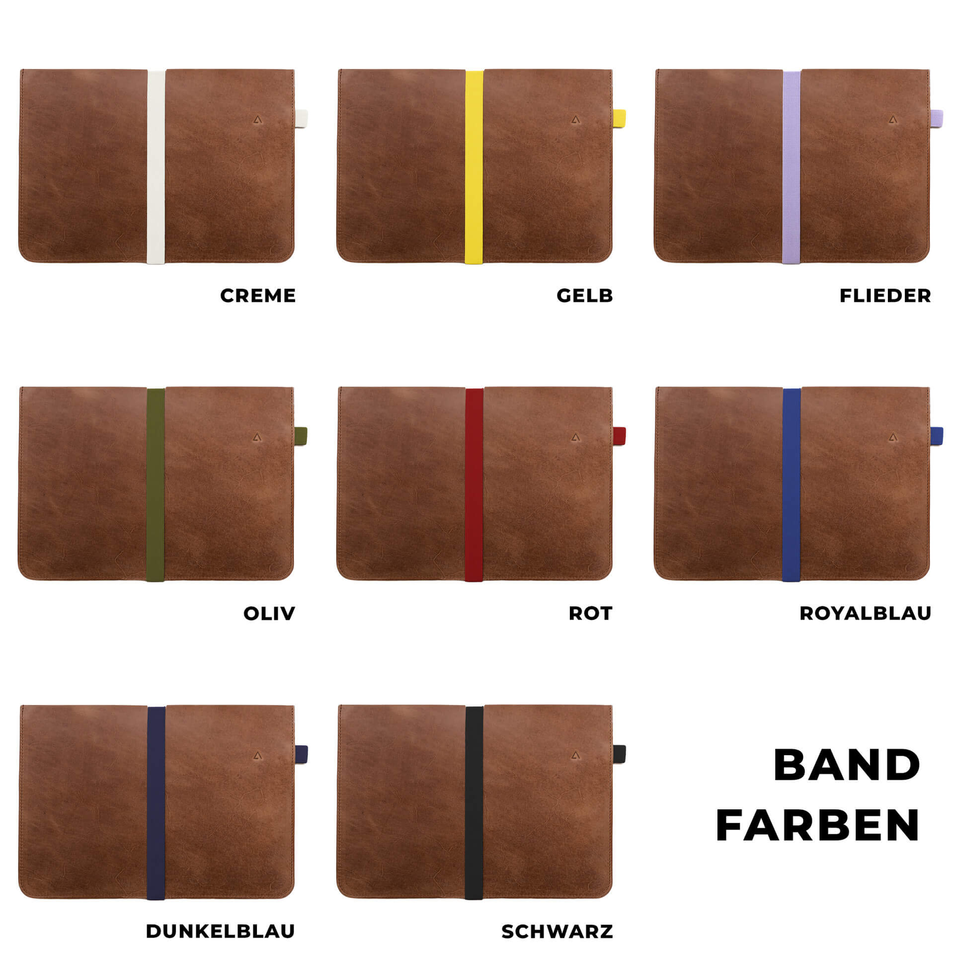 COLLAGE-ADA-Laptophuelle-Franziska-Klee-Naturleder-dunkelbraun-Bandfarben